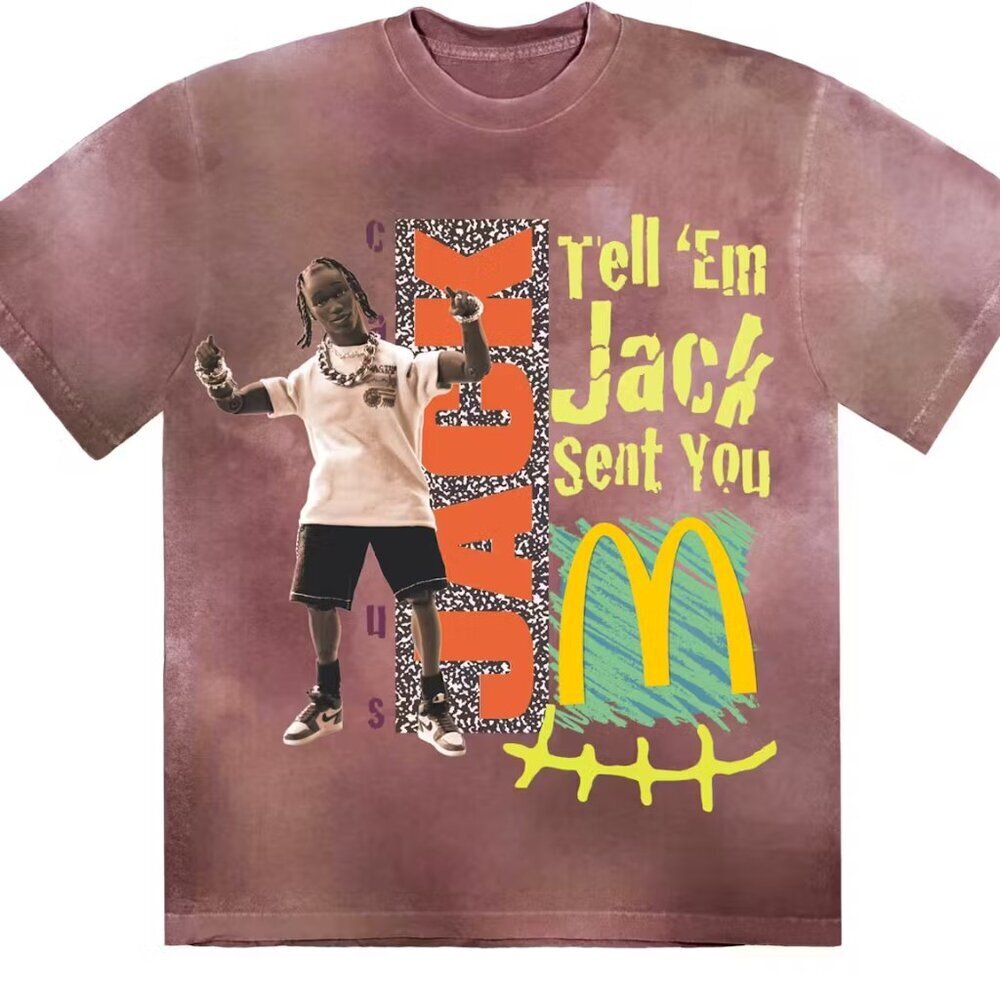 Travis Scott X McDonald's Jack Smile II Graphic T-shirt Men Small Berry Tie Dye